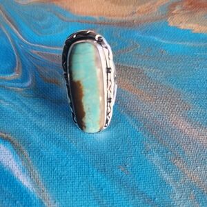 STERLING Silver Turquoise and #8 Stone Ring (Size 10)